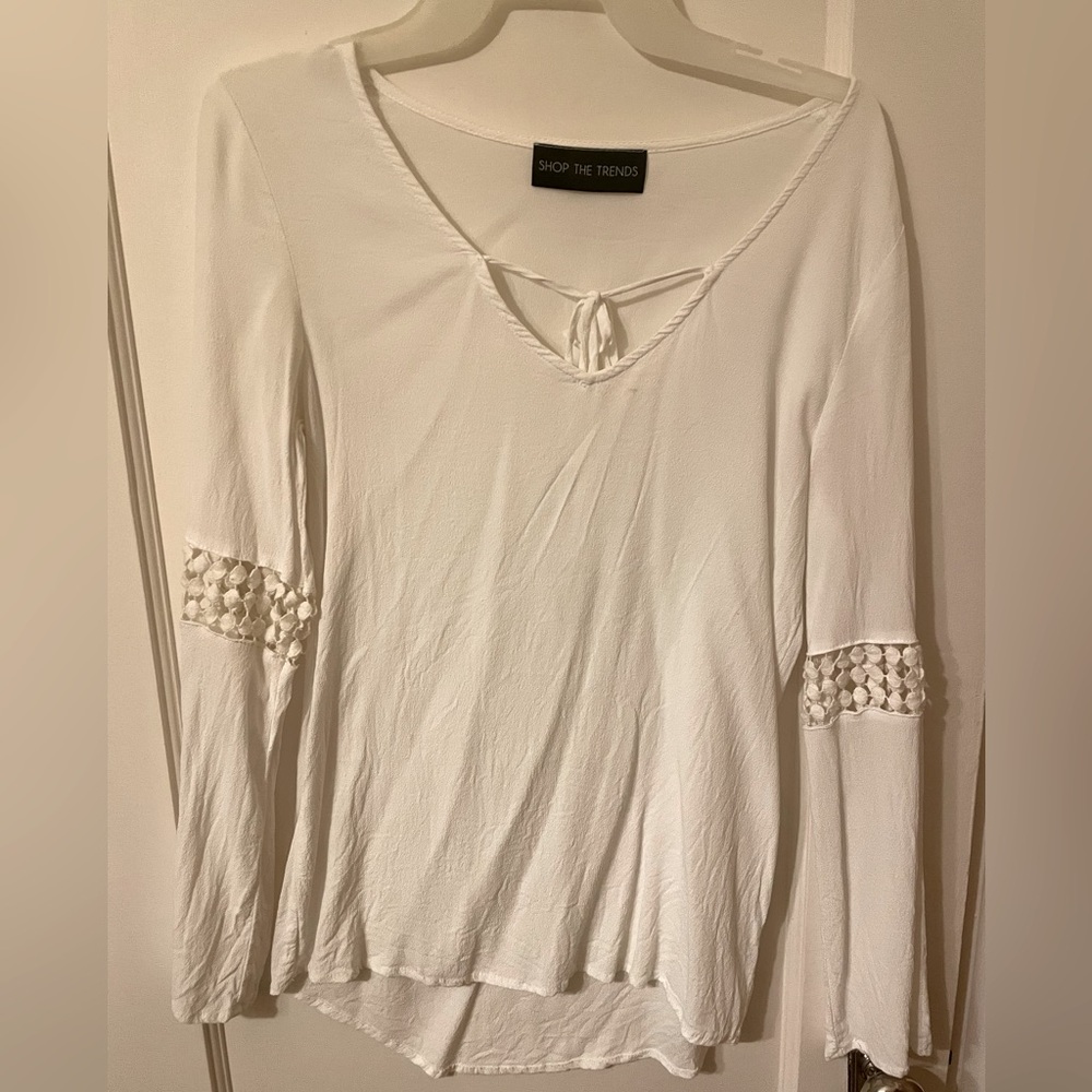 Dressy Long-Sleeve Top Cream/Eggshell Color